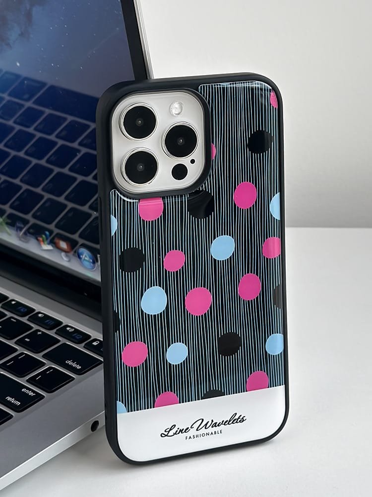 Colorful polka dots phone case for Apple iPhone 16 Pro Max, featuring a vibrant pattern on durable epoxy resin.