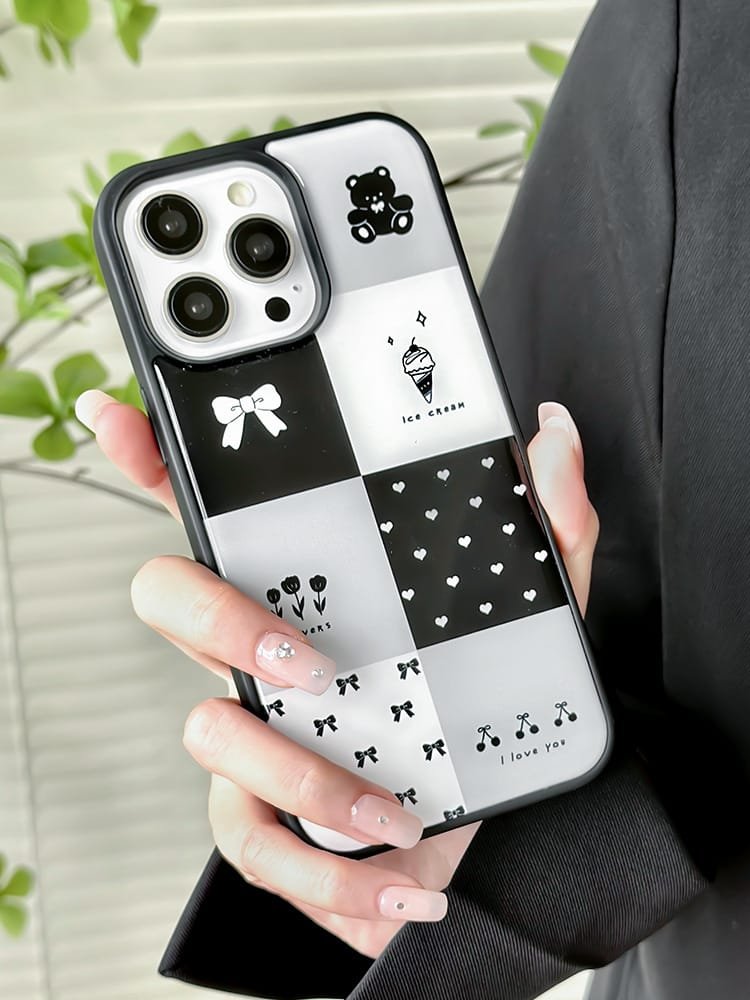 iPhone 16 Pro Max black and white palette phone case