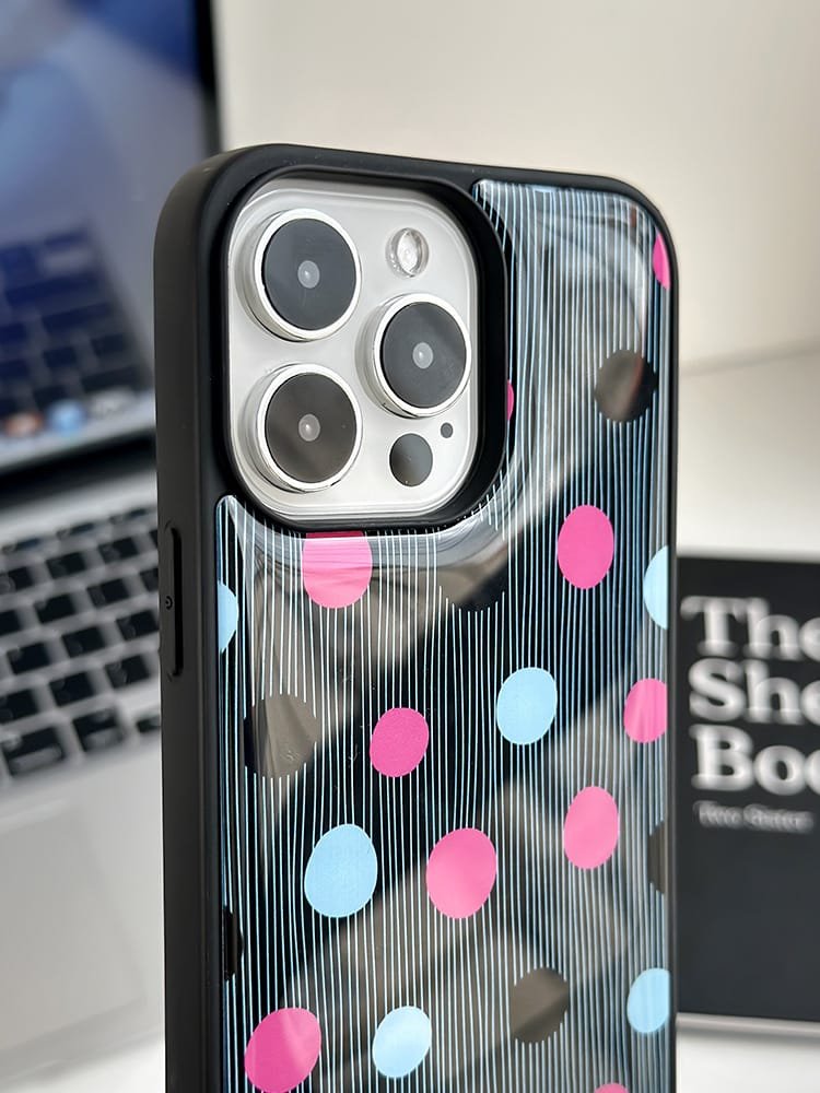 Colorful polka dots phone case for Apple iPhone 16 Pro Max, featuring a vibrant pattern on durable epoxy resin.