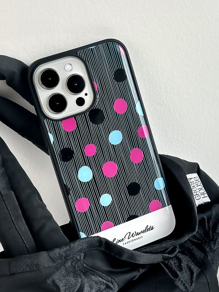 Colorful polka dots phone case for Apple iPhone 16 Pro Max, featuring a vibrant pattern on durable epoxy resin.