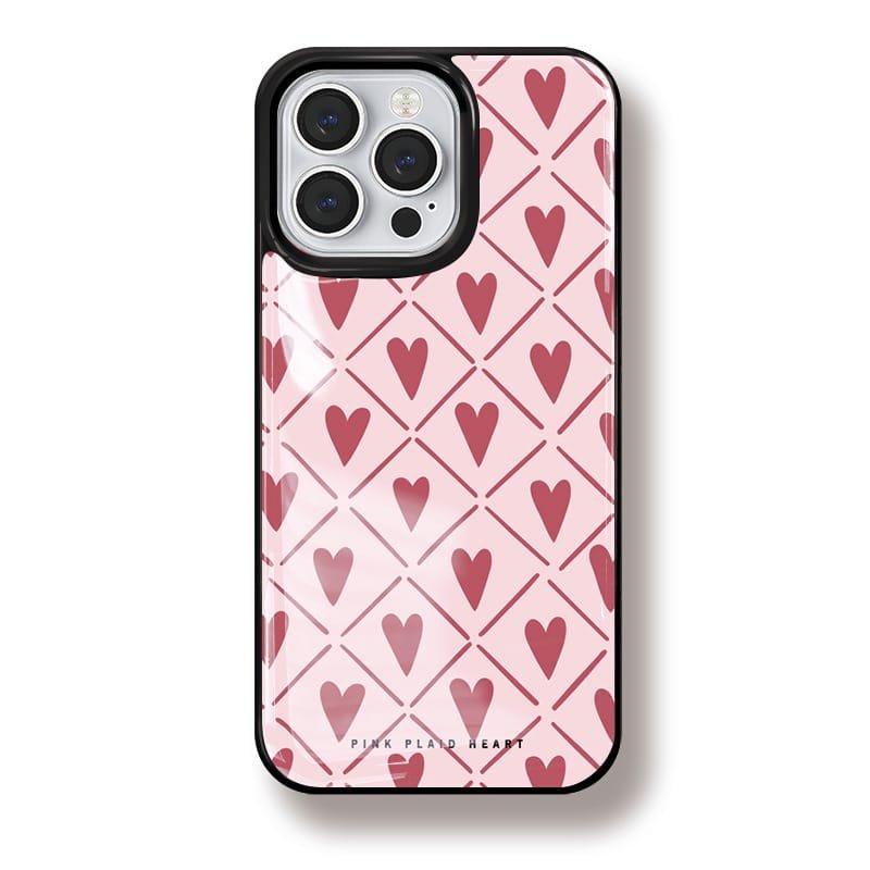Pink Plaid Heart Cell Phone Case Pink Plaid Heart Cell Phone Case