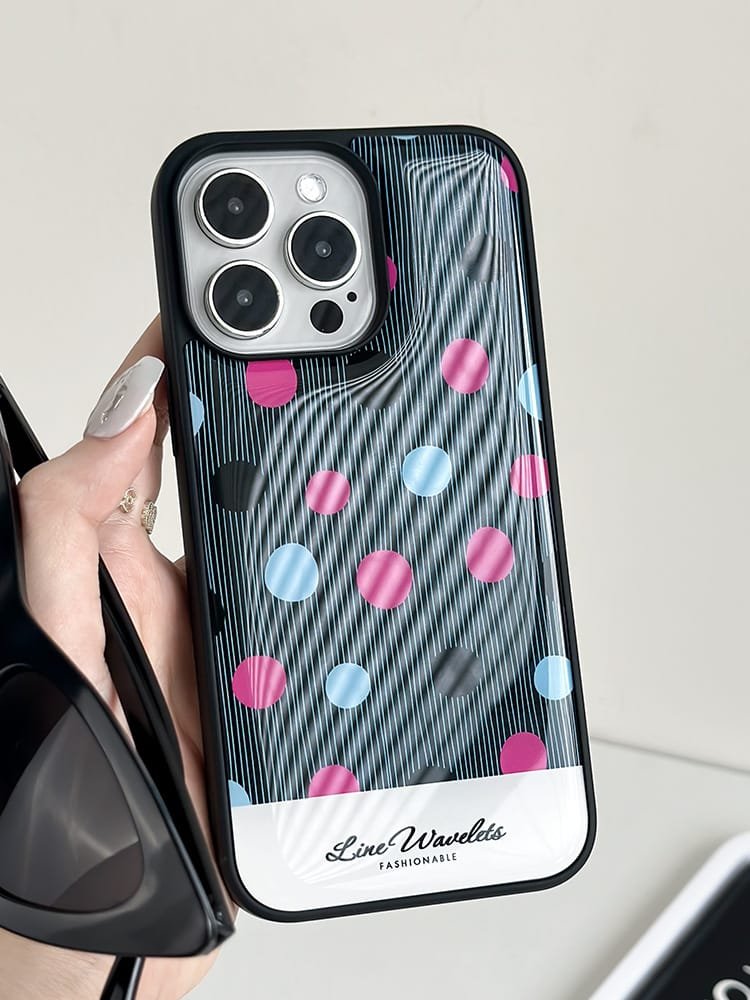 Colorful polka dots phone case for Apple iPhone 16 Pro Max, featuring a vibrant pattern on durable epoxy resin.
