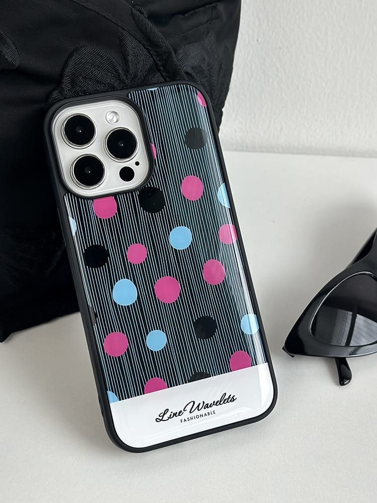 Colorful polka dots phone case for Apple iPhone 16 Pro Max, featuring a vibrant pattern on durable epoxy resin.