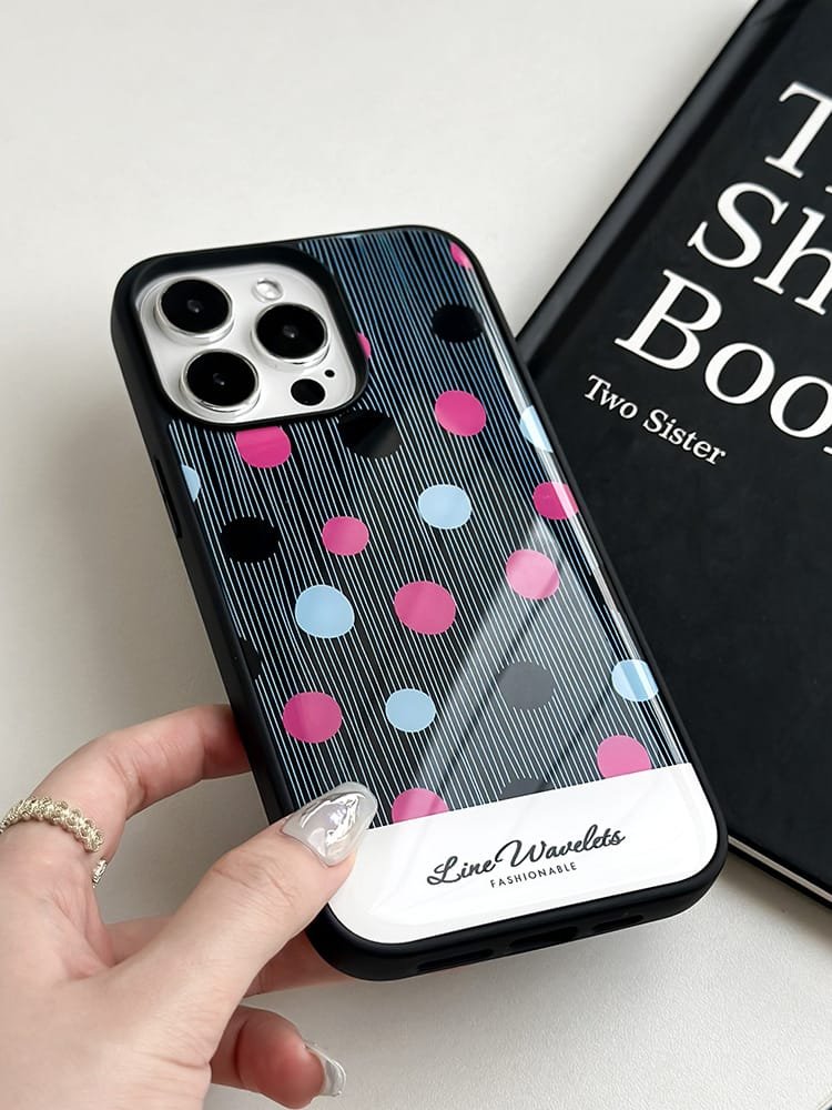 Colorful polka dots phone case for Apple iPhone 16 Pro Max, featuring a vibrant pattern on durable epoxy resin.