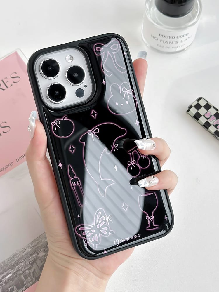 Dolphins and rabbits phone case for Apple iPhone 16 Pro Max showcasing playful animal designs and high-quality epoxy resin material.