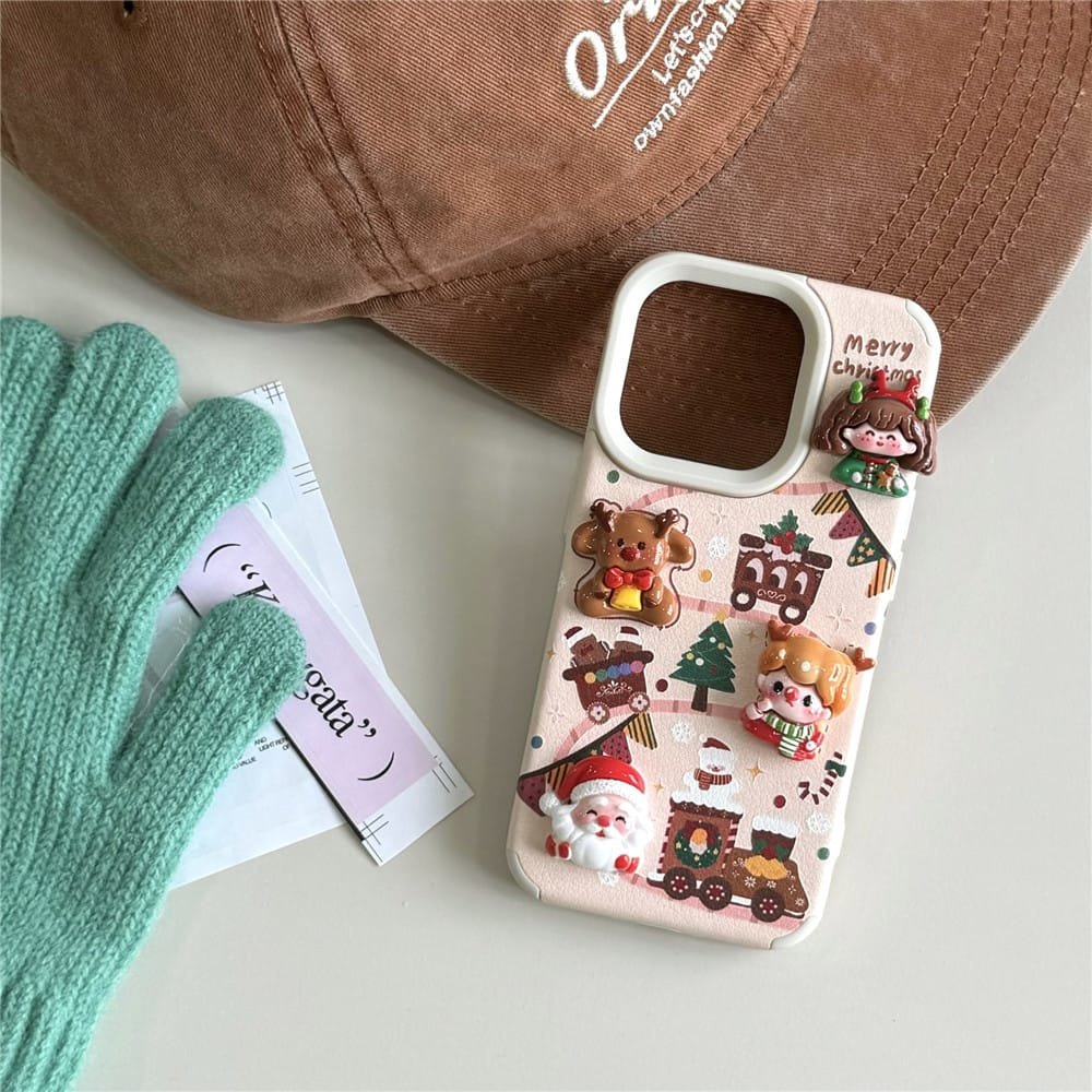 Three-dimensional Christmas doll cartoon TPU phone case for Apple iPhone 16 Pro Max, featuring a festive holiday design in flexible TPU material.