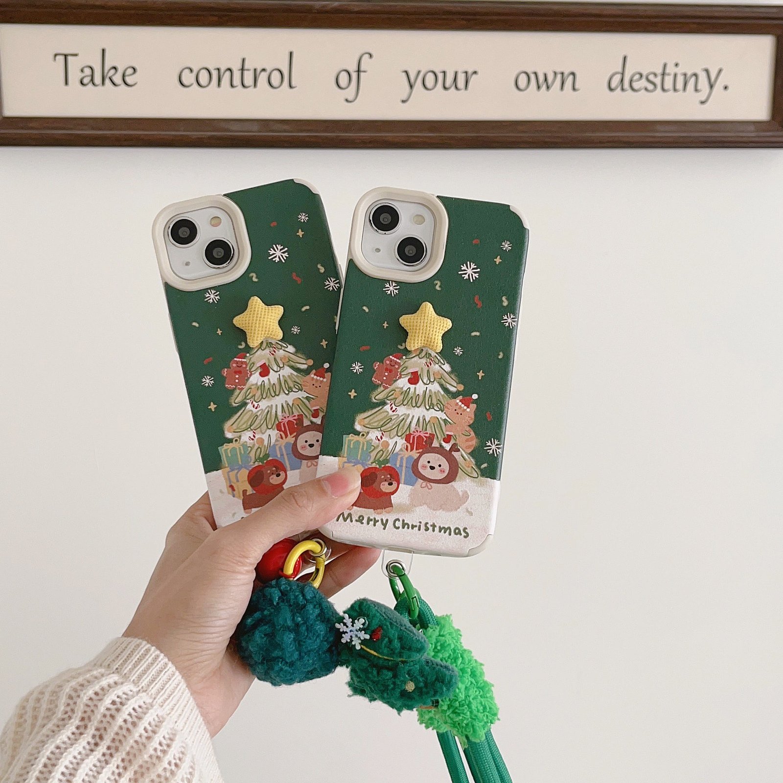 Christmas tree with star TPU phone case for Apple iPhone 16 Pro Max, featuring a festive holiday design in flexible TPU material.