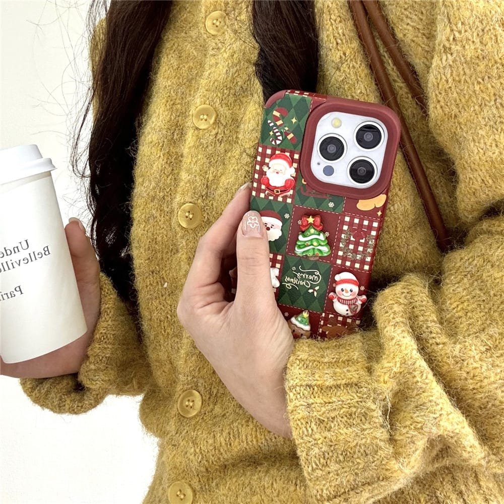 Three-dimensional Christmas doll cartoon TPU phone case for Apple iPhone 16 Pro Max, featuring a festive holiday design in flexible TPU material.