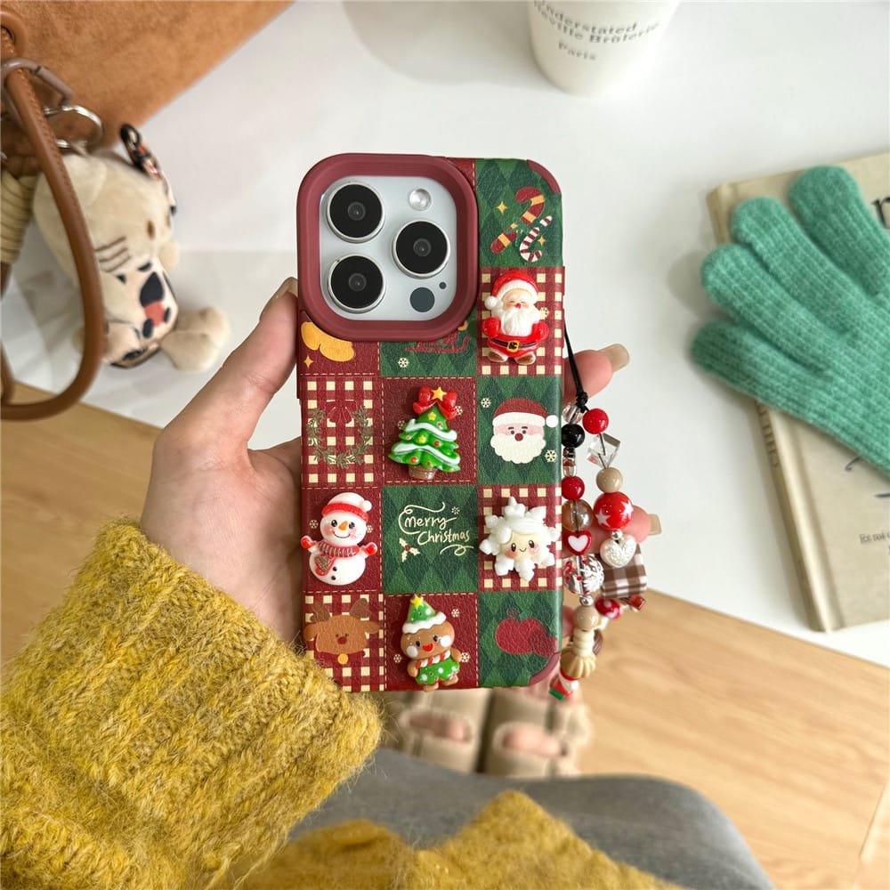 Three-dimensional Christmas doll cartoon TPU phone case for Apple iPhone 16 Pro Max, featuring a festive holiday design in flexible TPU material.