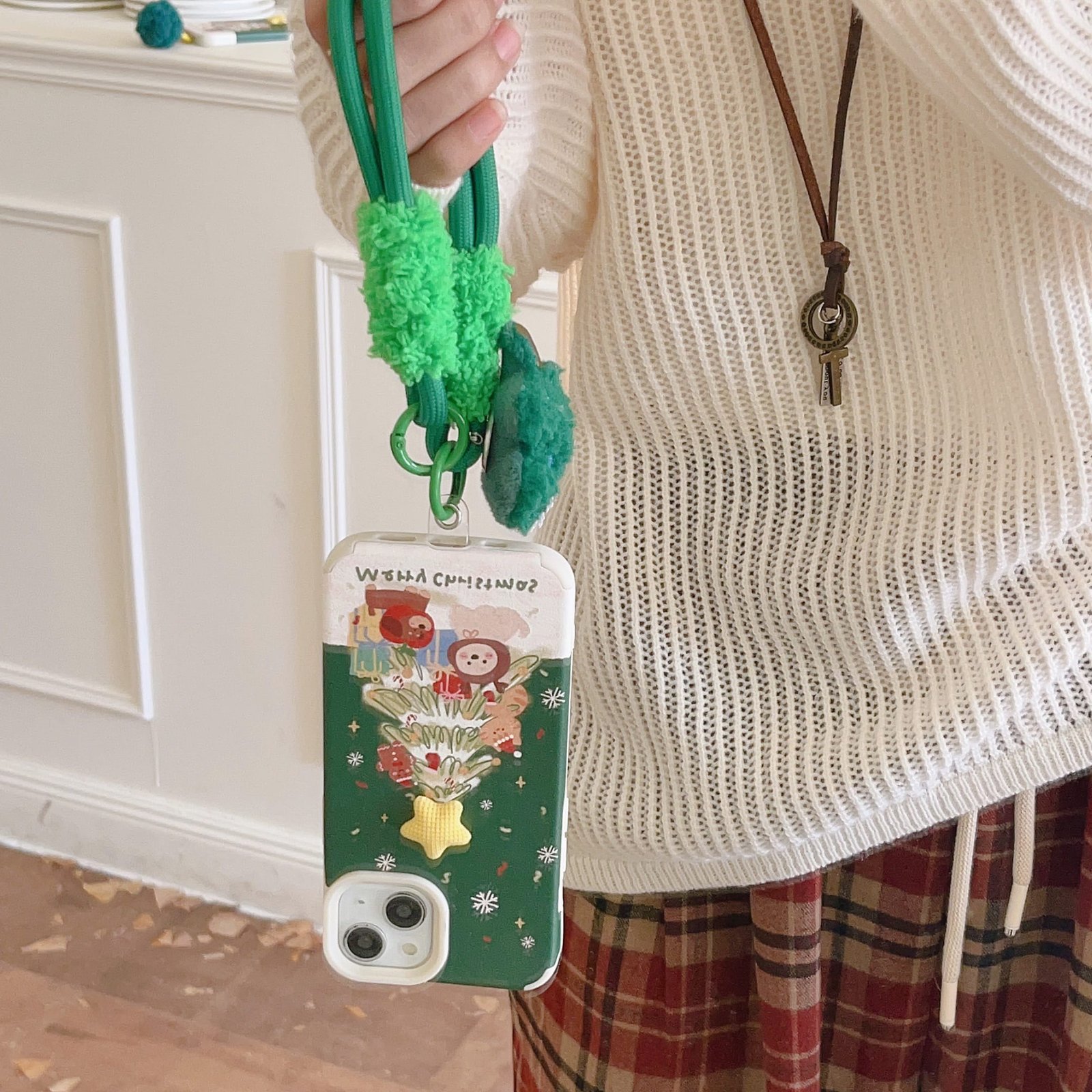 Christmas tree with star TPU phone case for Apple iPhone 16 Pro Max, featuring a festive holiday design in flexible TPU material.