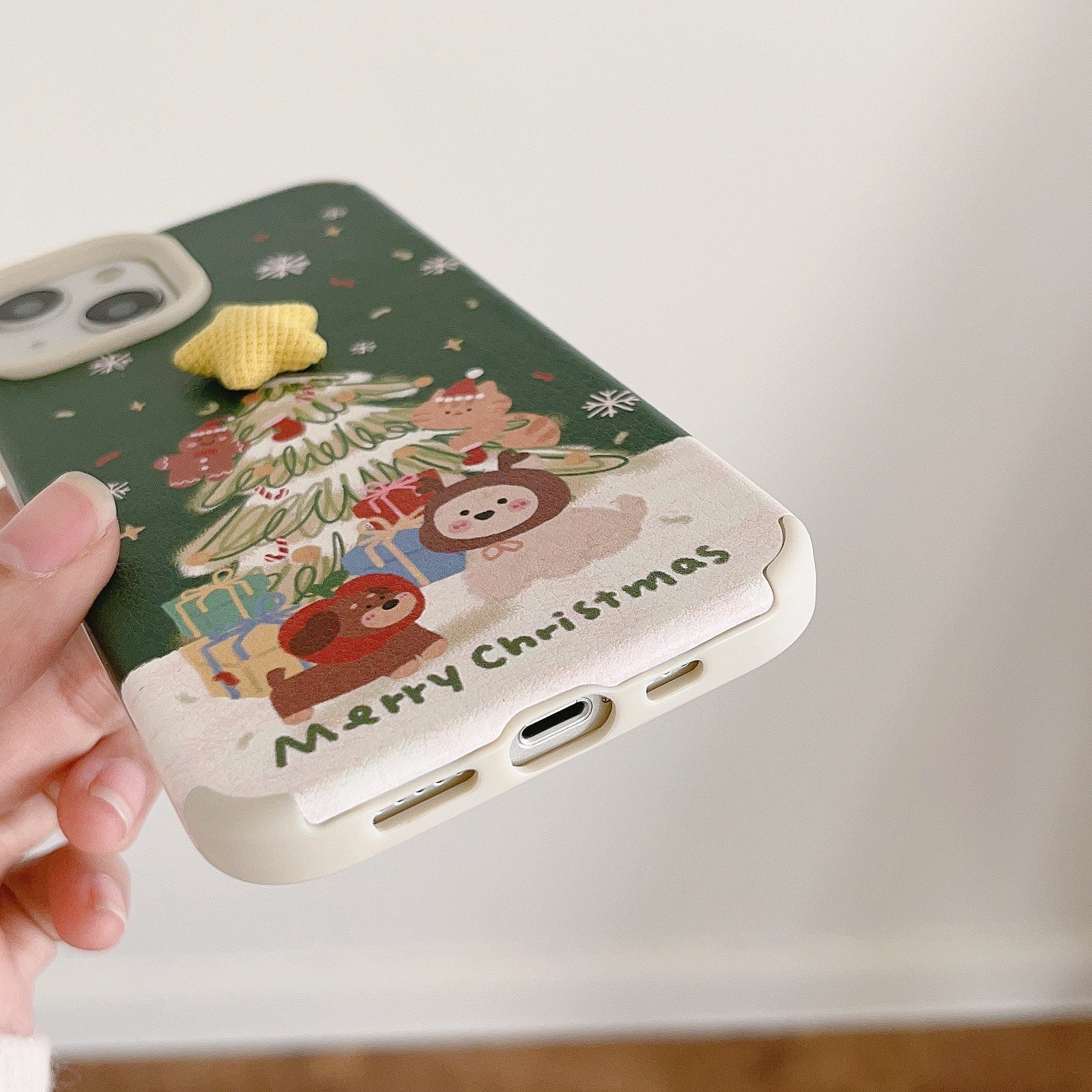 Christmas tree with star TPU phone case for Apple iPhone 16 Pro Max, featuring a festive holiday design in flexible TPU material.