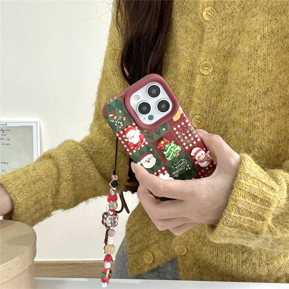 Three-dimensional Christmas doll cartoon TPU phone case for Apple iPhone 16 Pro Max, featuring a festive holiday design in flexible TPU material.